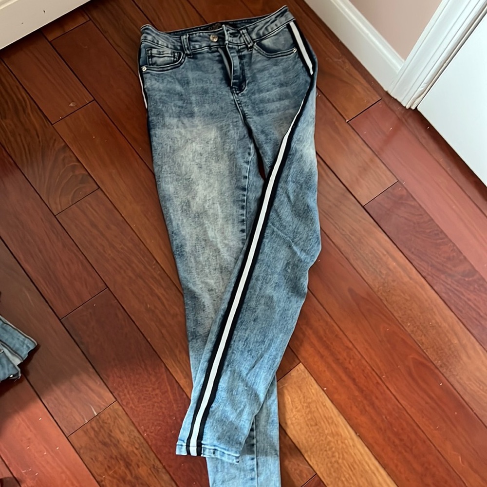 Striped MidWash Jeans